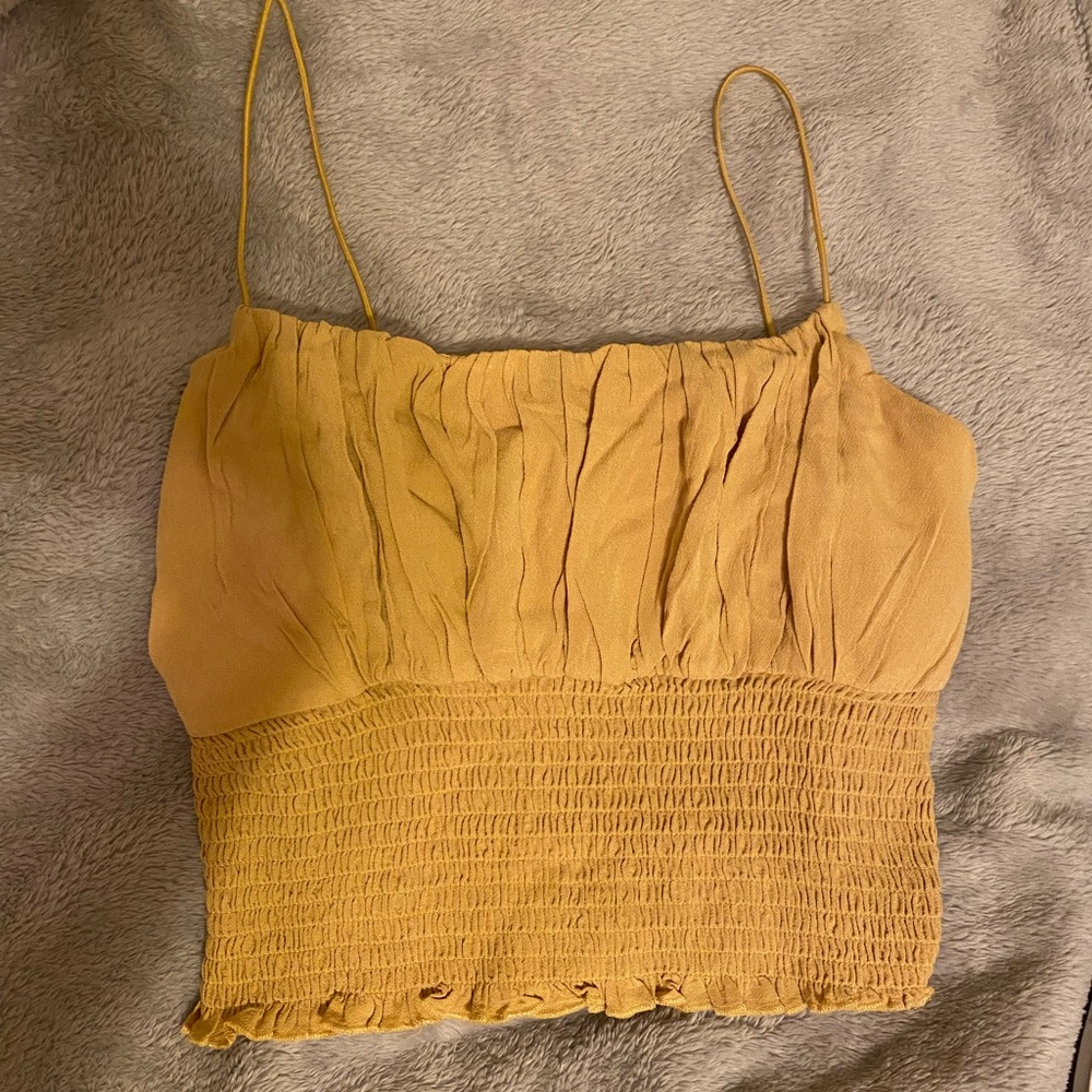 Pacsun LA hearts yellow ribbed tank top